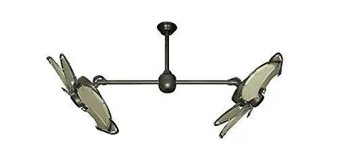Twin Star Double Ceiling Fan In Oil Rubbed Bronze With Nautical Blades And Khaki Trims For Indoor Spaces ceiling fan with khaki trims.