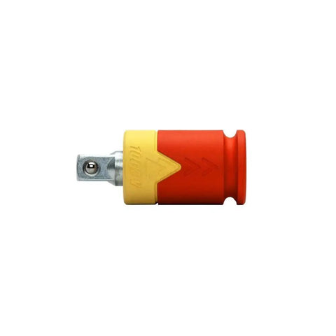 Eshok Guard Three Eighths Inch Drive Socket Isolator in red and yellow, built for heavy duty use with industrial grade tool steel CAEAD324.