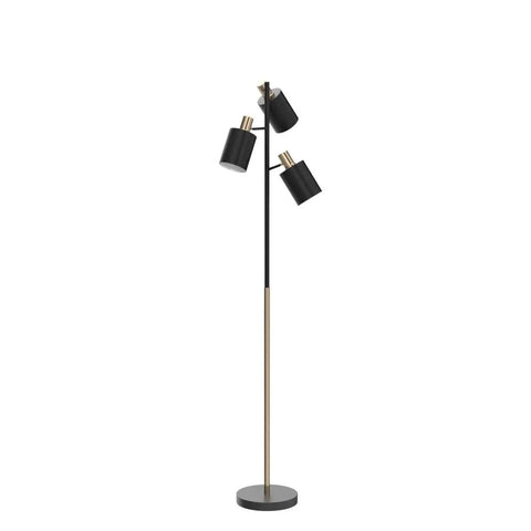 Annecy 58 Inch Rustic Floor Lamp With 3 Lights, Dark Bronze Finish, Seeded Glass Shades, Weighted Base, And Individual On Off Rotary Switches