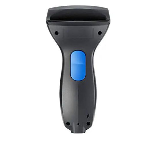 Front view of USB Barcode Scanner Linear Imager With LED Indicator For 1D Barcodes Aggressive Scan Speed Drop Resistant Up To 5 Feet Built Tough USB Plug And Play Slate Blue Black Finish.
