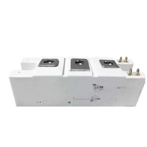 Heavy Duty 12V DC Regulator Featuring Automated Output Voltage Tracking And Full System Protection Built For Next Gen Solar Batteries And Ev Charging Aux Kits Straight Up Reliable, white casing with metal terminals.