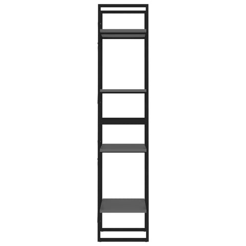 4 Tier Gray Book Cabinet With Open Shelves Engineered Wood Tall Storage Organizer 55.1 Inches High