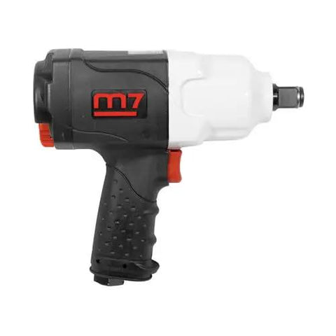 Heavy Duty Twin Hammer Air Impact Wrench Features Three Quarter Square Drive And Beast Mode Torque Up To Twelve Hundred Foot Pounds close-up view with ergonomic grip.