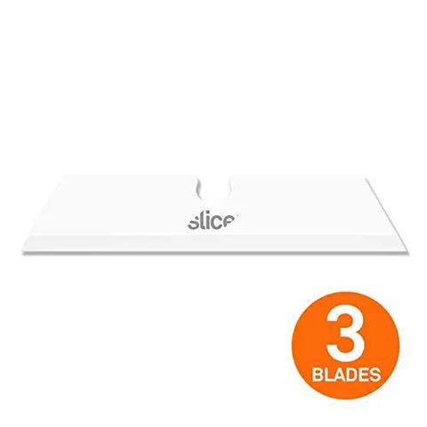 18 Pack Heavy Duty Ceramic Replacement Blades For Utility Knives With Sharp Pointed Tips And 1 Inch Cutting Depth Outlasting Twenty Standard Metal Knives Totally Grippy Handle Kicks Serious Packaging Jobs Clean Smooth Slides - pack of three blades in white.