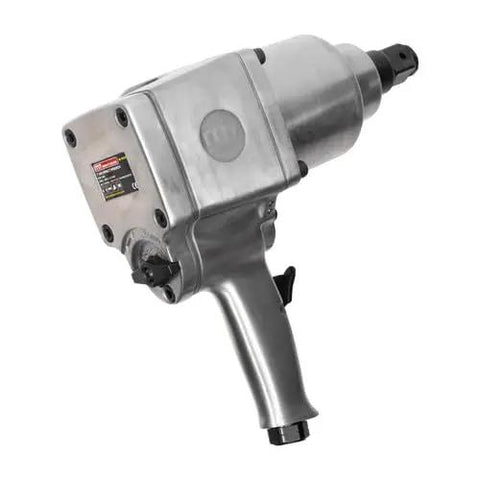 Badass One Inch Air Impact Wrench Loaded With Twin Hammer Clutch And Ergonomic D Grip Handle, showcasing robust metallic design.