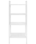 Four Tier Ladder Bookcase With Industrial Metal Shelves Space Saving Storage Display Rack For Living Room Or Office White Finish Size