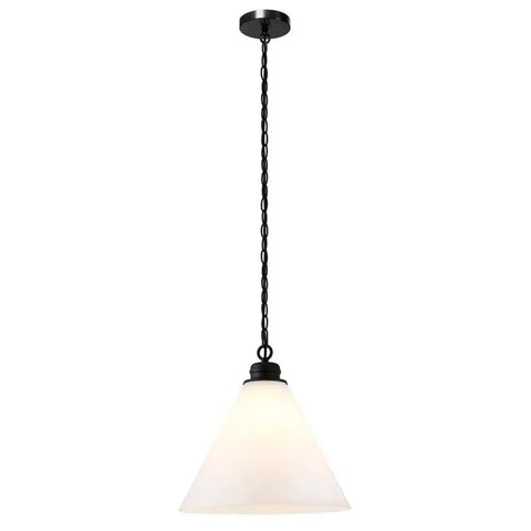 Wide 15.88 Inch Pendant Light With Glass Shade In Blackened Bronze And White Milk Finish Modern Entryway And Kitchen Fixture