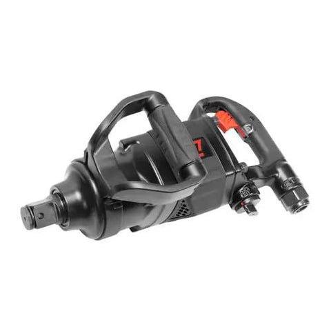 One Inch Drive Air Impact Wrench With A Sturdy D Grip And Twin Hammer Heads for cranking loose nuts, featuring a pneumatic design.