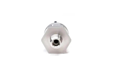 Front view of industrial 100 Psi Pressure Sensor Transducer with 1/8 inch NPT, rugged stainless steel body for harsh environments.