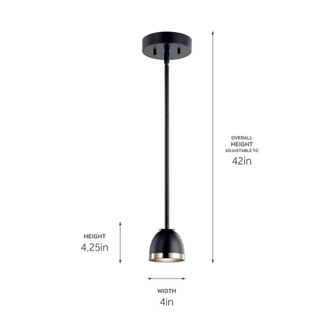 Baland 4 Inch 1 Light Mini Pendant In Brushed Natural Brass with dimensions for kitchens, hallways, or small living spaces