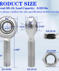 3/8 x 3/8-24 Heim Joint Rod End Kit with RH and LH Threads, Chromoly Joints with Bung and Misalignment Spacers