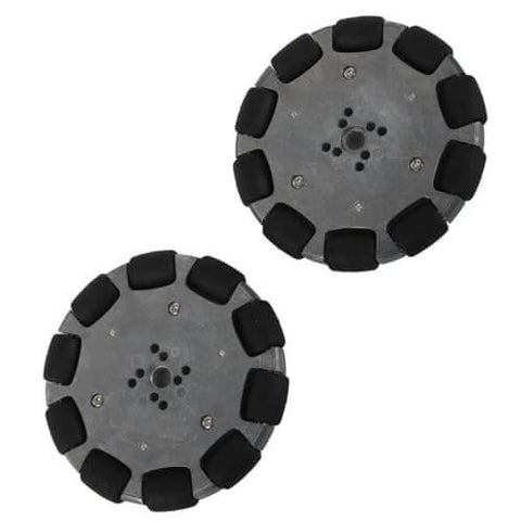 2pcs 4 Inch Omnidirectional Wheels for Industrial Robots, Metal Hub Omni Wheels with Rubber Rollers, 360 Degree Maneuverability, 8mm Bore