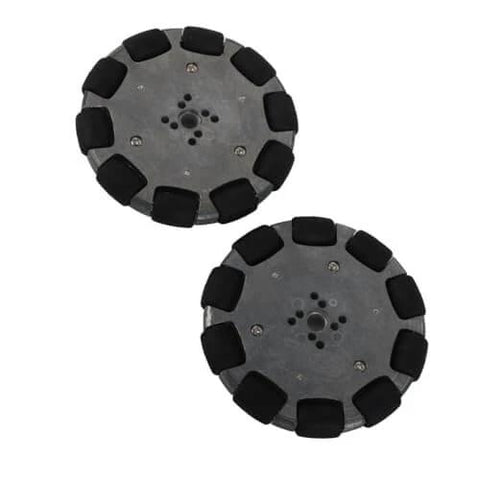 2pcs 4 Inch Omnidirectional Wheels for Robots, Industrial Omni Directional Wheels with Metal Hub and Rubber Rollers, 360 Degree Maneuverability, 8mm Bore, Designed for AGVs and Automation Systems