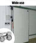 P2750-EG 4 Wheel Light Duty Trolley Assembly for 1-5/8 Inch Strut Channel, electro-galvanized, shown in sliding door setup
