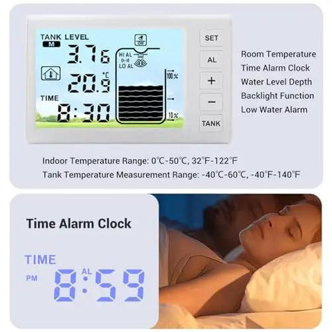 Display panel of Liquid Level Sensor With Digital Readout And Wireless Transmitter Receiver For Water Tanks, Precise 1 To 5 Meter Depth