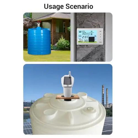 Liquid Level Sensor With Digital Readout And Wireless Transmitter Receiver For Water Tanks, Precise 1 To 5 Meter Depth, installed on tank