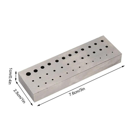 Heavy Duty Watch Staking Tool With Metal Plate 36 Holes Riveting Stake Set shown with dimensions