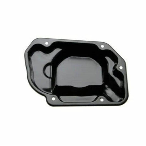 Straight Up Heavy Duty Gearbox Oil Pan Replacement For Automatic Transmissions Featuring Bulletproof Steel Construction Exact Oem Fitment And Rock Solid Everyday Driving Reliability 02T301211B, black steel pan view.