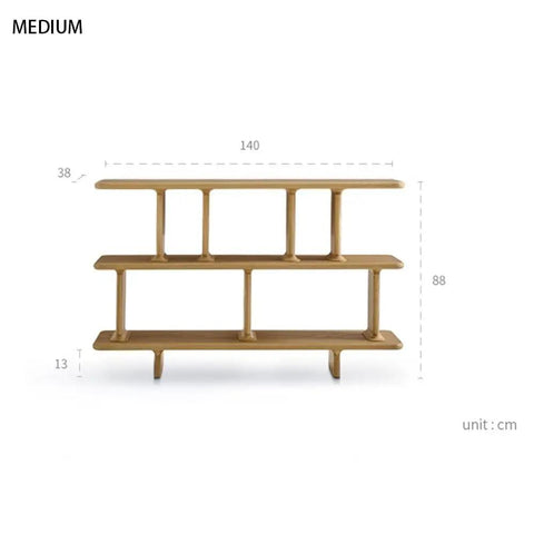 Retro Style Floor Standing Book Shelf With Open Multi Layer Shelves For Living Room Or Office, medium size dimensions in cm