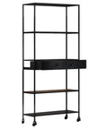 Rough Mango Wood Book Cabinet With Iron Frame Built Tough As Nails Industrial Farmhouse Storage Unit Measuring 31.5X13.8X70.9 Inches Four Shelves And One Drawer For Books Magazines DVDs And More