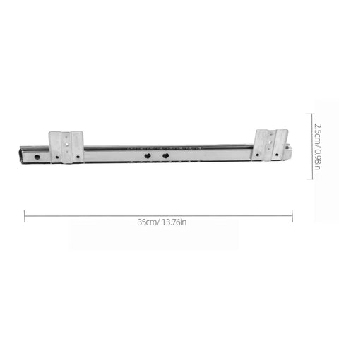 Rock Solid 14 Inch Keyboard Drawer Slides With Smooth Ball Bearings Deliver A Quiet Under Desk Pull Out Tray that measures 35cm.