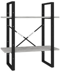 Five Tier Industrial Style Book Cabinet In Concrete Gray With Adjustable Shelves Durable Engineered Wood And Black Metal Frame