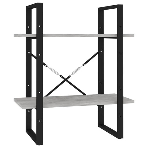 Five Tier Industrial Style Book Cabinet In Concrete Gray With Adjustable Shelves Durable Engineered Wood And Black Metal Frame