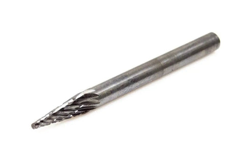 One Eighth Inch Pointed Cone Tungsten Carbide Die Grinder Bits Double Cut Pro Grade Heavy Duty For Woodworking Metal Deburring Engraving Shaping And Carving With One Eighth Inch Shaft Rotary Burr