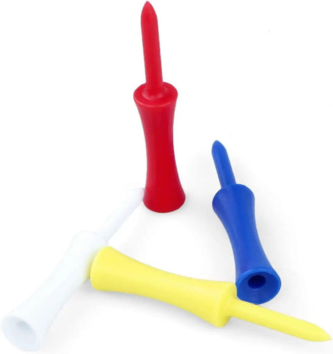 Plastic Golf Tees Pack 100 Count Three And A Quarter Inch Tall Step Down Tees Mixed Colors Durable Unbreakable Long Lasting