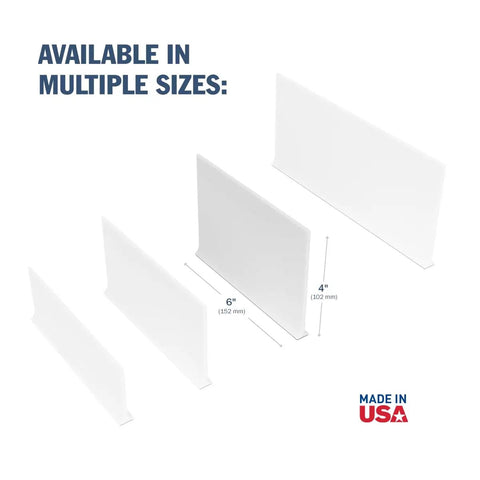 Heavy Duty Magnetic Shelf Divider Keep Your Kitchen Space Tight Six By Four Inches White Plastic Tray With Beefy Black Magnet Backing Awesome For Pantry Cabinet And Fridge Storage Tough Setup For Regular Folks Without Any Goofy Mess showing available sizes.