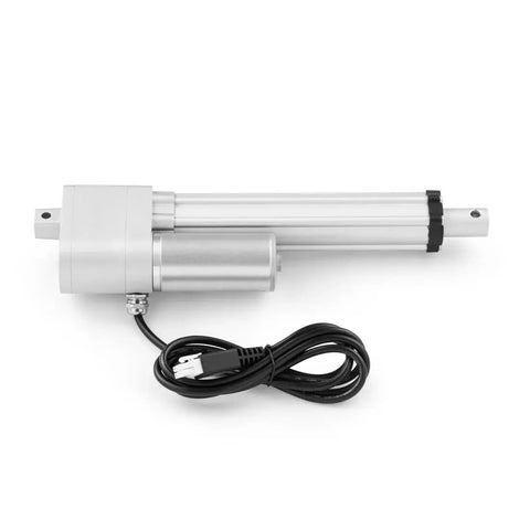 Side view of 12V Potentiometer Feedback Mini Linear Actuator with 3 inch stroke 56 lbs force IP65 water resistant for home automation