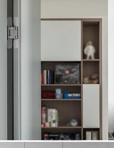Adjustable 180 Degree Silent Concealed Hinge for Wooden Folding Doors with Invisible Cross Hinge installed on cabinet 110x30mm