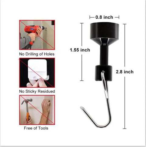 Top Shelf N52 Neodymium Magnet Key Set Slick Grip wall hook showing dimensions, designed for easy installation without tools.