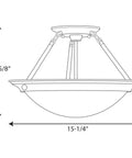 Diagram of 2-Light Eclipse Collection Close-To-Ceiling Light in Brushed Nickel with dimensions, Model P3567-09.