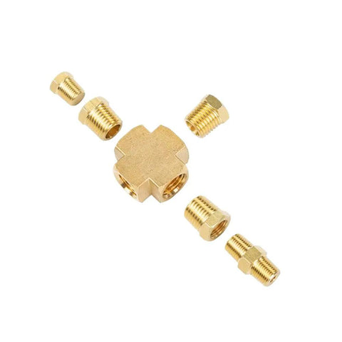 Solid 4Pc Set Of Npt Thread Adapters Converting 1/8 Inch Female To 1/4 Inch Male With Secure Locking Screws For Heavy Duty Plumbing And Air Tools brass fittings