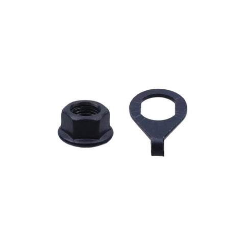 Three Eighth Inch Black Flange Bicycle Hub Nut and Safety Washer for Mountain Bike Axles