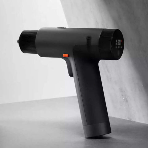 Badass Heavy Duty Brushless Cordless Drill And Screwdriver Workhorse Featuring Lightning Fast Type C Charging And Serious High Torque Output For Diy And Smart Home Projects. Side view of black drill with ergonomic grip.