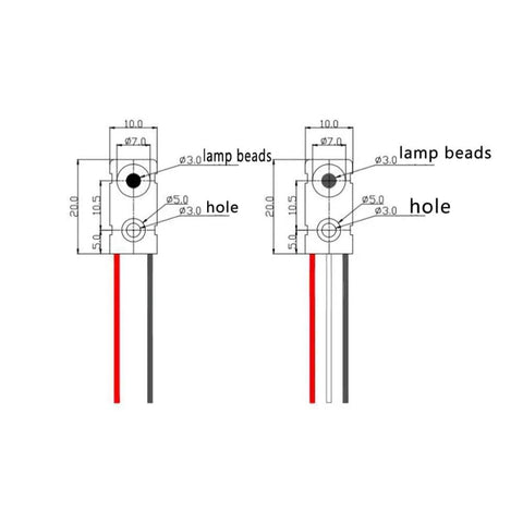 Technical diagram of IR Break Beam Sensor Kit Two Sets Through Beam Photoelectric Switch With 5mm LED Indicators.