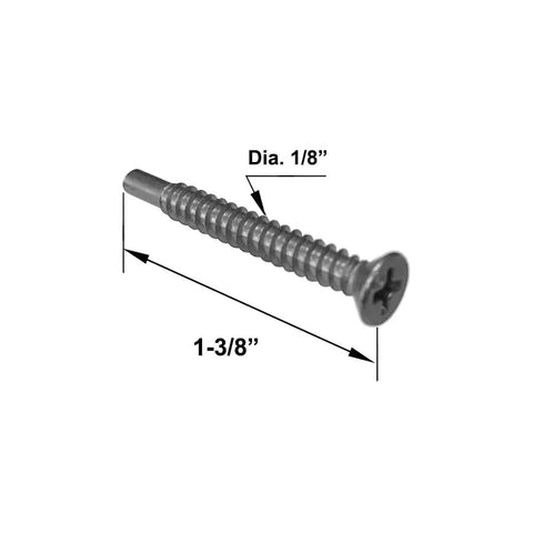 Badass Stainless Steel Self Threading Screws For Assembling Framed Shower Door Panels, 1-3/8 inch, 1/8 inch diameter.