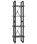 Gray 4 Tier Book Cabinet With Engineered Wood Built Tough Durable Open Shelves For Books Magazines And Decor Industrial Style Storage Unit Perfect For Living Room Or Home Office
