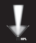 Diagram showing the beam pattern of Stinger DS LED High Power Rechargeable Flashlight With 12 Volt DC Piggyback Charger For 800 Lumens Rugged
