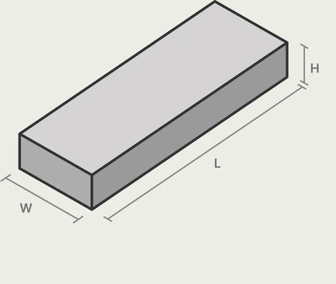 Diagram of the Diamond Square Whetstone 6000 Grit, Pro Grade Sharpener Beast, showing length, width, and height dimensions.
