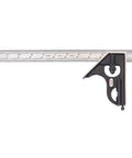 Pro Grade 12 Inch Steel Combo Square with Square Head, forged hardened steel, featuring 4R graduation and reversible lock bolt, side view
