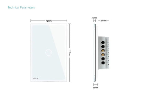 No Neutral Touch Light Switch With Tempered Glass Panel And Indicator Light For Modern Homes And Apartments 1 Gang 1 Way