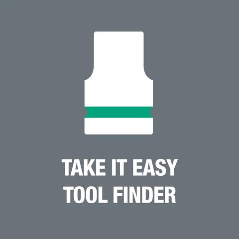 Take It Easy Tool Finder icon for Zyklop Imperial Metal Ratchet Set With Switch Lever, color-coded size indication.