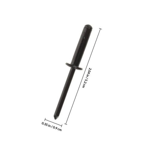 Single rivet from Heavy Duty Aluminum Blind Rivet Kit 20 Piece For Beefy Grip And Quick Fixes, 2.04 inches long, black color