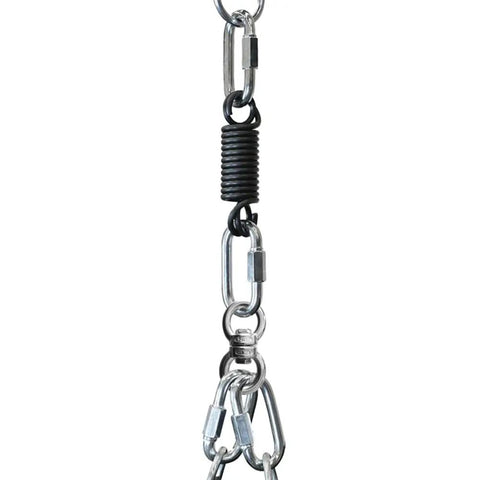 Heavy Duty Bag Mounting Hardware Featuring Pro Grade Spring Swivel And Four Screwlock Carabiners close-up of locking swivel and carabiners.