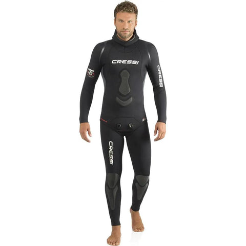 5mm Full Two-Piece Wetsuit For Spearfishing And Freediving In Black, XL, Soft Open-Cell Neoprene Flexible Fit Anatomical Cuts