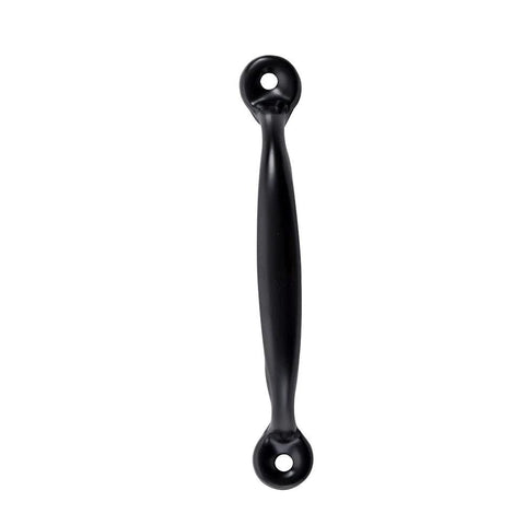 Single black handle from Heavy Duty 4 7 Eighth Inch Cabinet Pull Handle Set Of 50 Black Finish Door Pulls For Cabinets Closets Drawers Barn Doors Gate Hardware Durable Installation Screws Included Ideal For Kitchen Cabinets And Furniture Renovations, shown front view