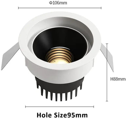JUDYSSY 4pack Led Downlight 3.5inch Retrofit Can Lights Recessed Lighting for Hallway Cloakroom Lamp internal view with dimensions
